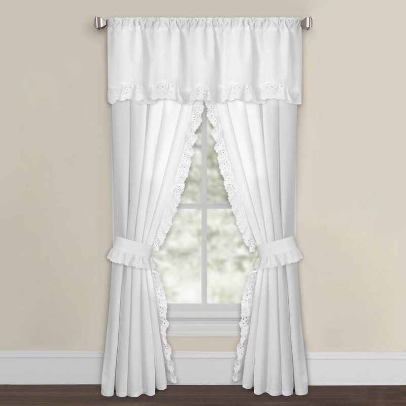 White Microfiber Eyelet Curtain Panel Pair