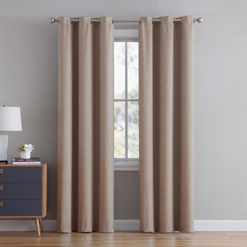 Bethany Basketweave Embossed Blackout Window Curtain Panel Set - 76 x 84