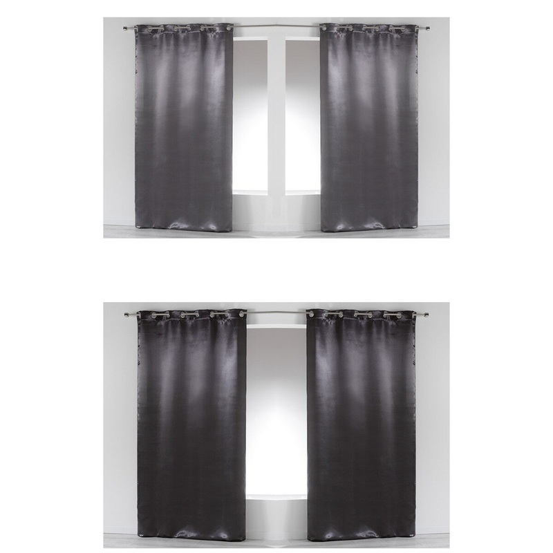 Set of 2 Blackout Window Curtain Panel SATINA with Grommets