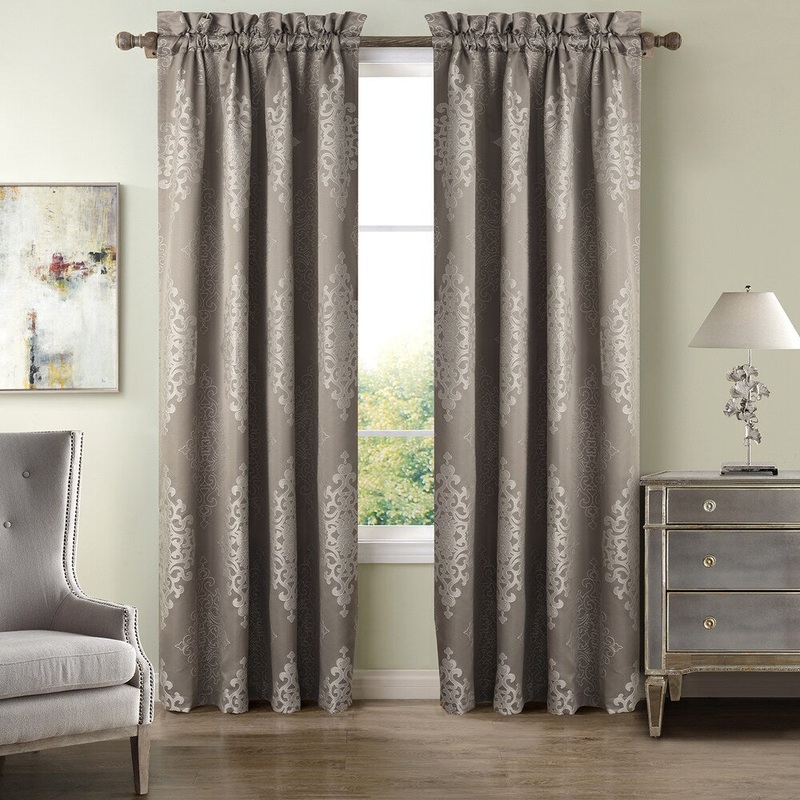 Toulon Polyester 84-inch Damask Window Curtain Panel - 50 x 84