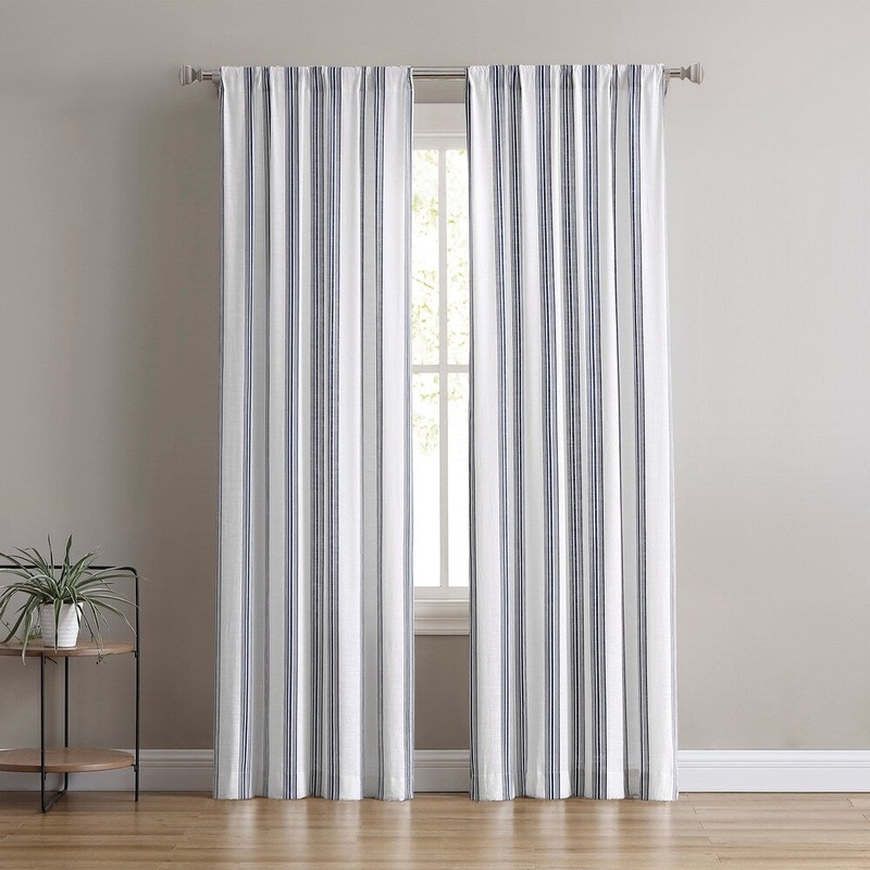 Brielle Home Flannery Striped Light-Filtering Window Panel Pair
