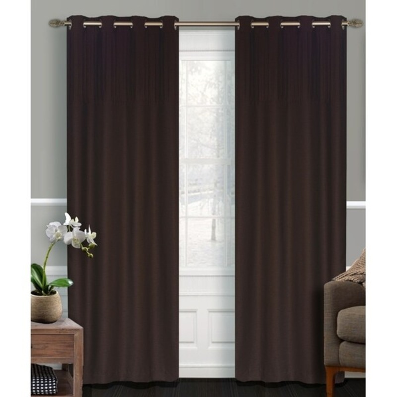 LJ Home Fashions Vera Detailed Faux Silk Privacy Grommet Top Curtain Panel Pair