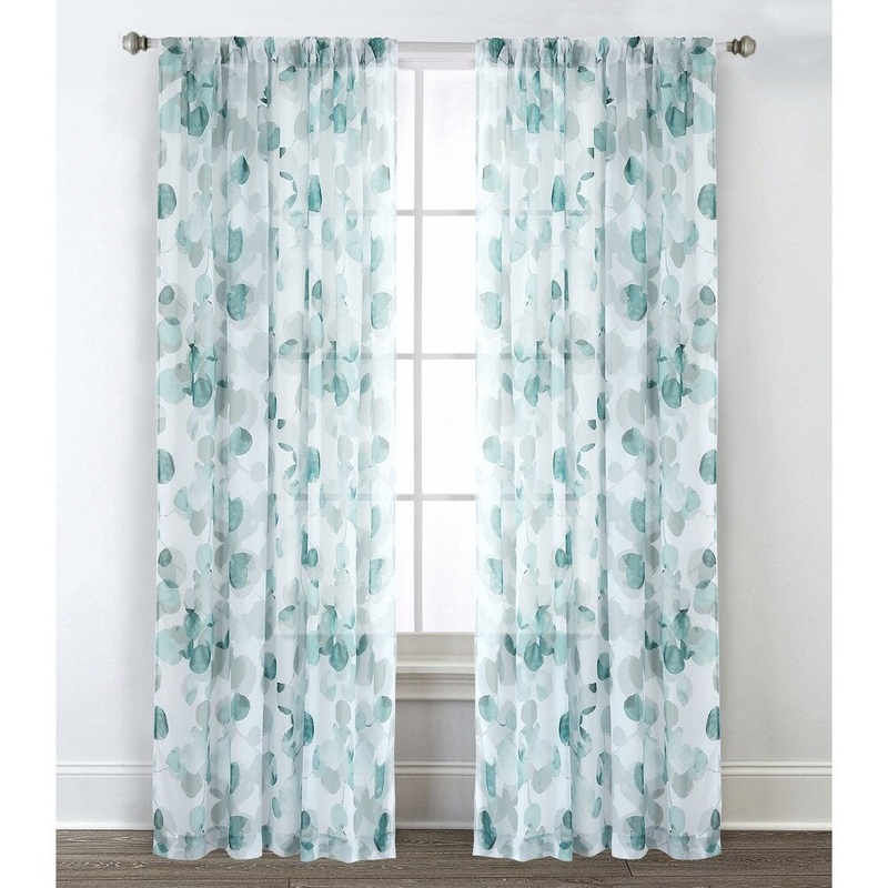 Sara B. Eucalyptus Printed Sheer Curtain Panel Set