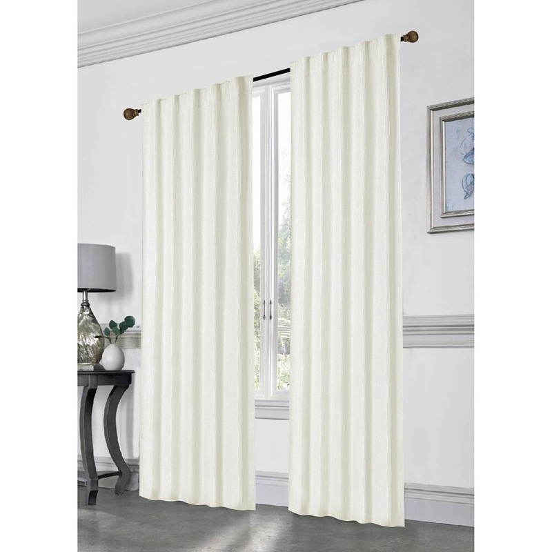 Stacy Extra Long Rod Pocket Window Curtain Panels with Thermal Lining, Set of 2, 96"x76", Champagne