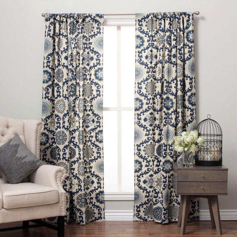 Suzani Cotton Print Rod Pocket Curtain Panel