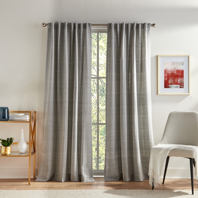 Tommy Hilfiger Herringbone Curtain Panel Pair