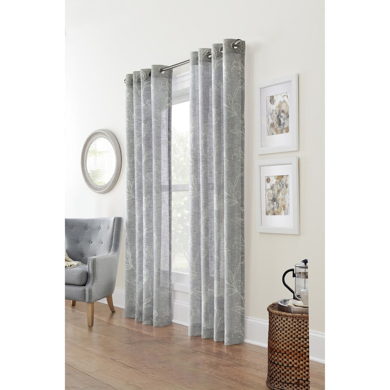 Anemone Faux Linen Grommet Printed Curtain Panel by Habitat