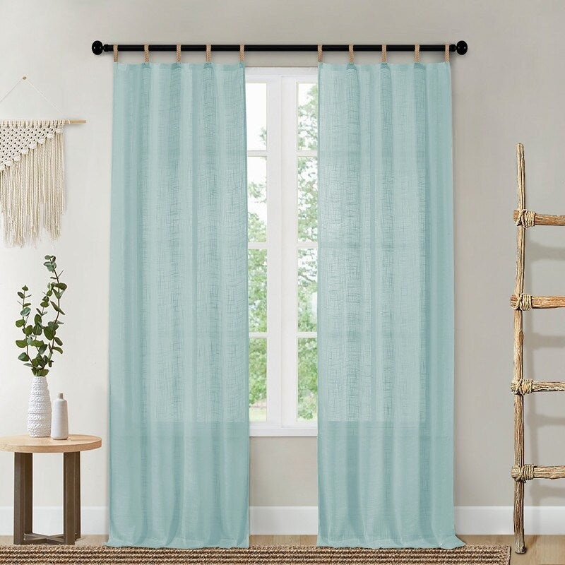 Armonk Jute Tab Semi Sheer Curtains, 2 Panels