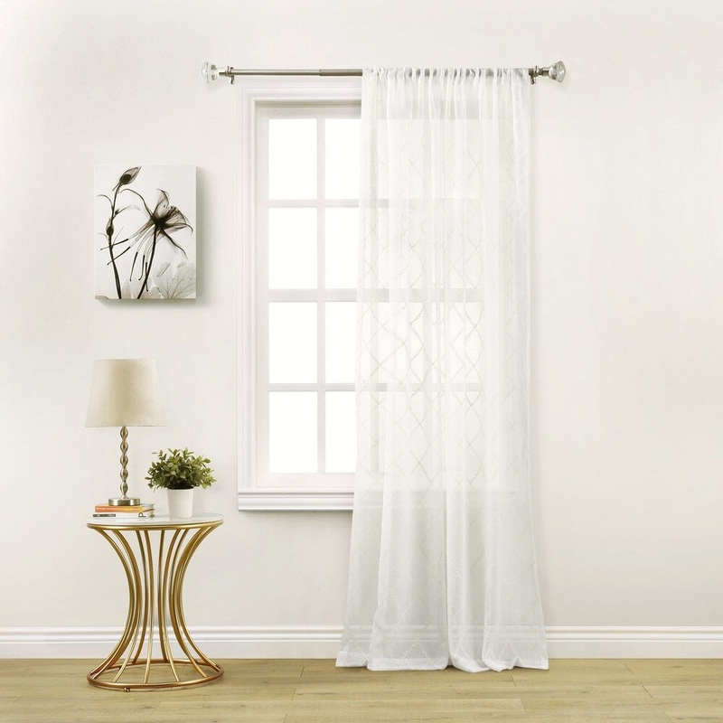 Barnett Embroidered Sheer Rod Pocket Curtain Panel