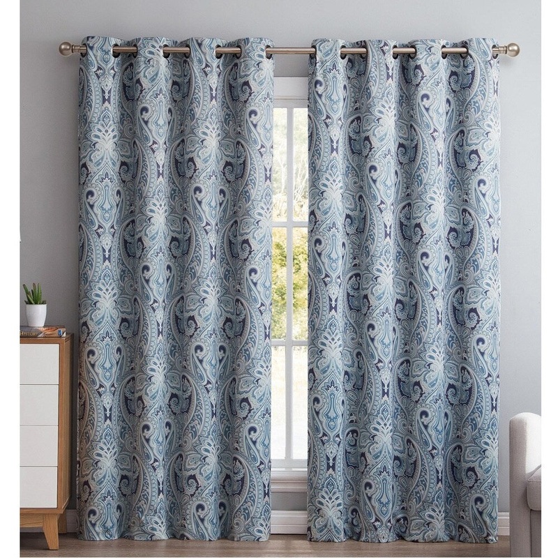 HLC.ME Paris Paisley Thermal Blackout Grommet Curtain Panel Pair