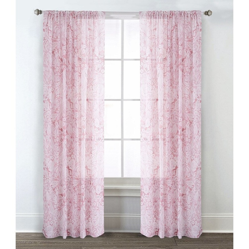 Sara B. Blushing Rose Printed Sheer Curtain Panel Set
