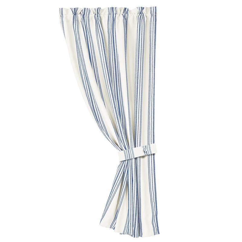 Stripe curtain with tieback, 48"x84" Navy