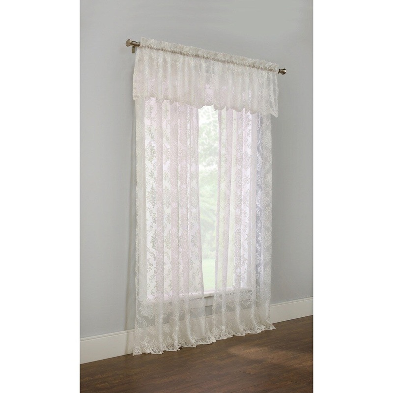 The Gray Barn Cattail Hollow White Lace Sheer Curtain Panel