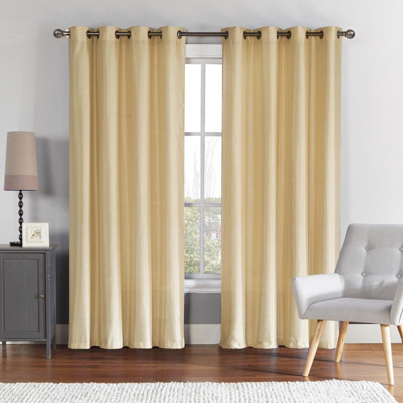 Bentley Faux Silk Room Darkening Lined Window Curtain Panels (Single, 2-Pack or 4-Pack)