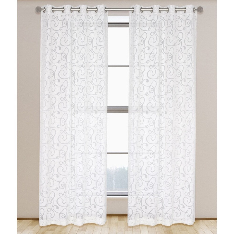 LJ Home Fashions Melanie Organza Scroll Burnout Grommet Curtain Panel Pair