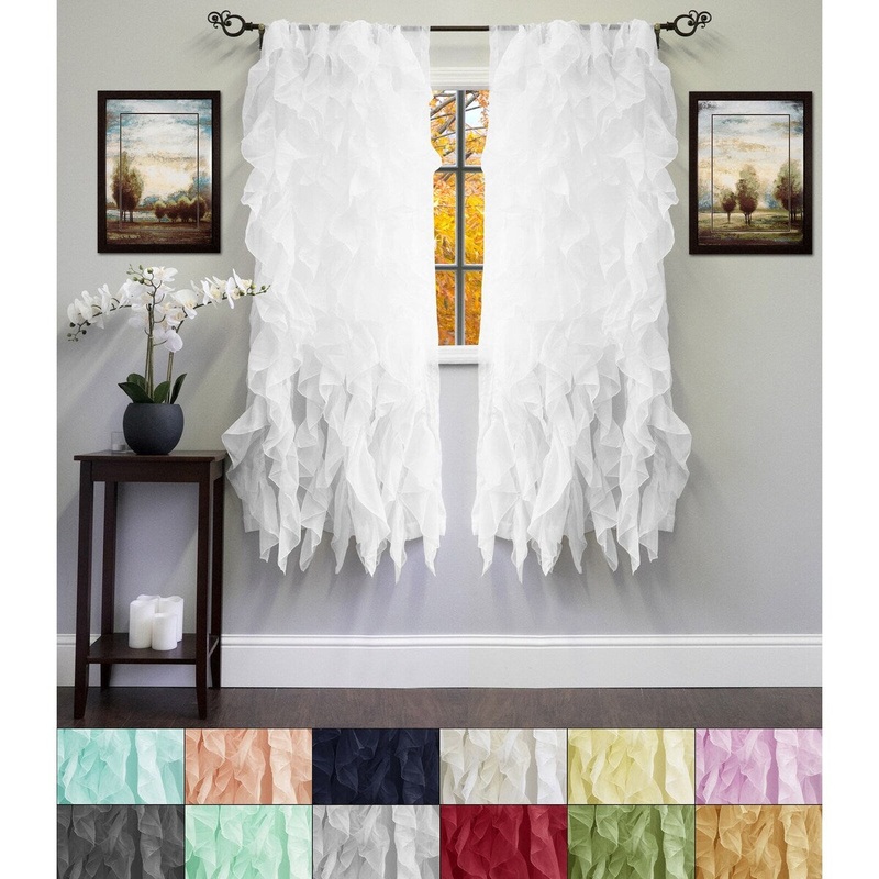Sheer Voile Ruffled Tier Window Curtain 50" x 63"
