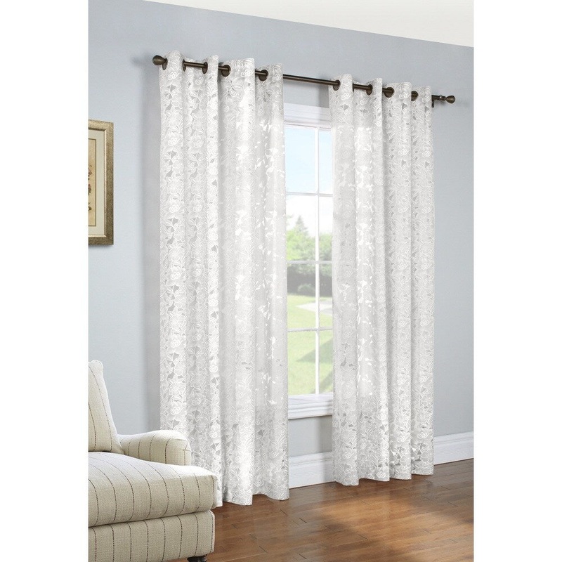 The Gray Barn Cattail Hollow Sheer Floral Burnout Curtain Panel Pair