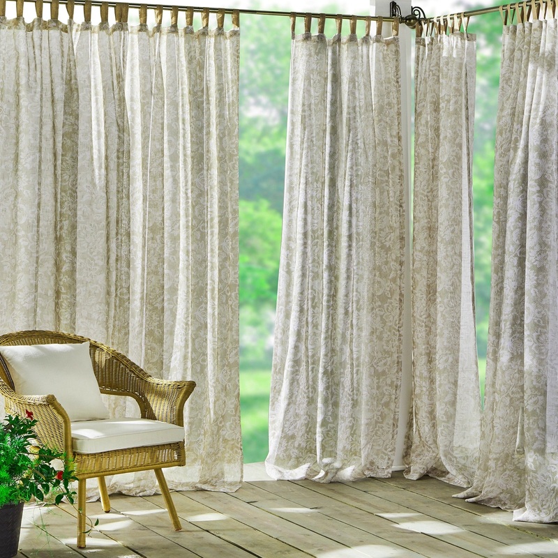 Verena Floral Indoor/Outdoor Sheer Velcro Tab Top Window Curtain Panel