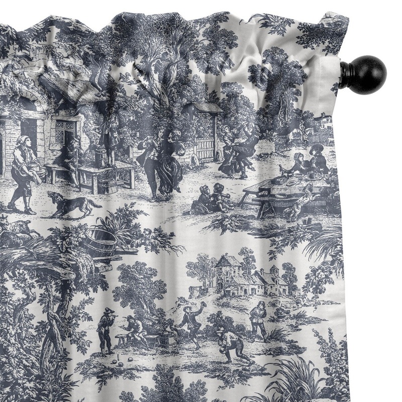 6ix Tailors Au Village Toile Denim Grommet Top Drapery Panels Set of 2