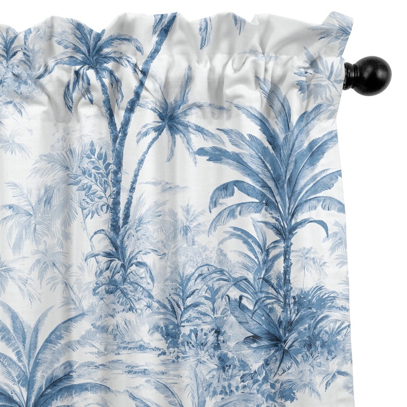 6ix Tailors Palmora Toile Denim Pole Top Drapery Panels Set of 2
