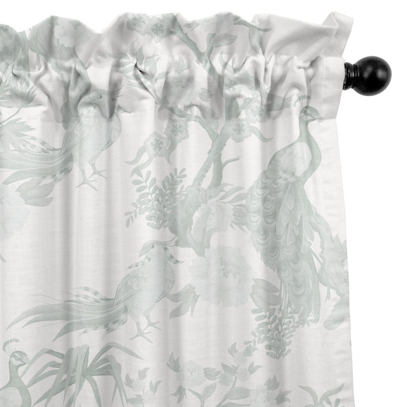 6ix Tailors Peacock Lane Toile Sage Pole Top Drapery Panels Set of 2
