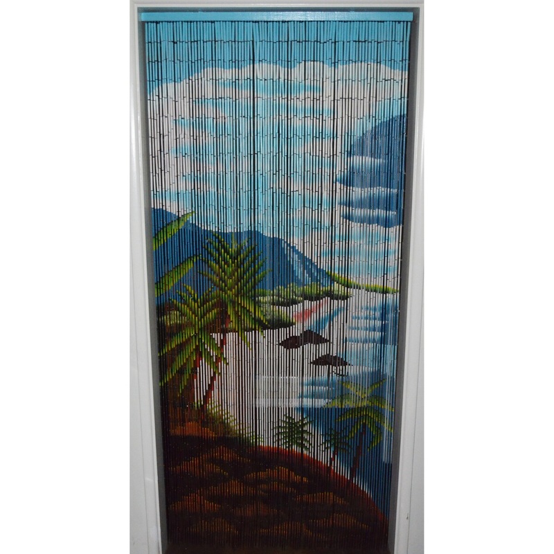 Bamboo Beaded Curtain hanging room partitionTropical Clifts with palms
