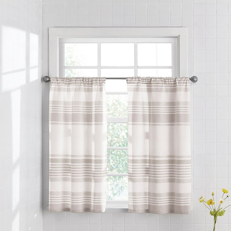 Brielle Home Lana Striped Light-Filtering Window Panel Pair