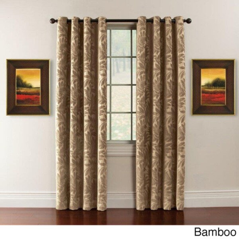 Alessandra Chenille Leaf Grommet Top 84-inch Curtain Panel Pair - 54 x 84