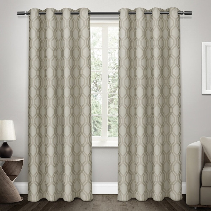 ATI Home Domino Thermal Woven Blackout Grommet Top Curtain Panel Pair