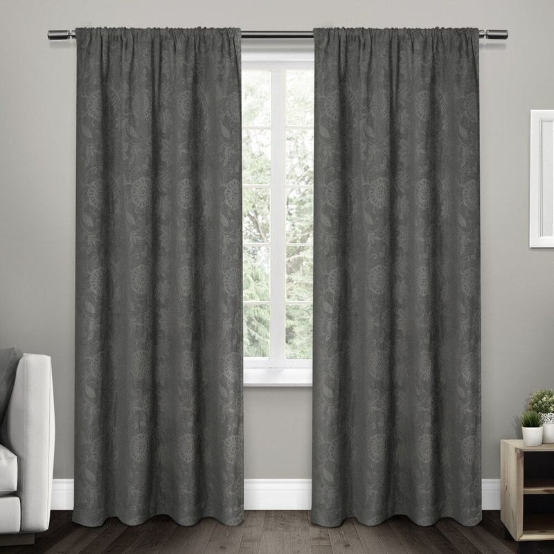 ATI Home Elle Jacquard Chenille Rod Pocket Top Curtain Panel Pair