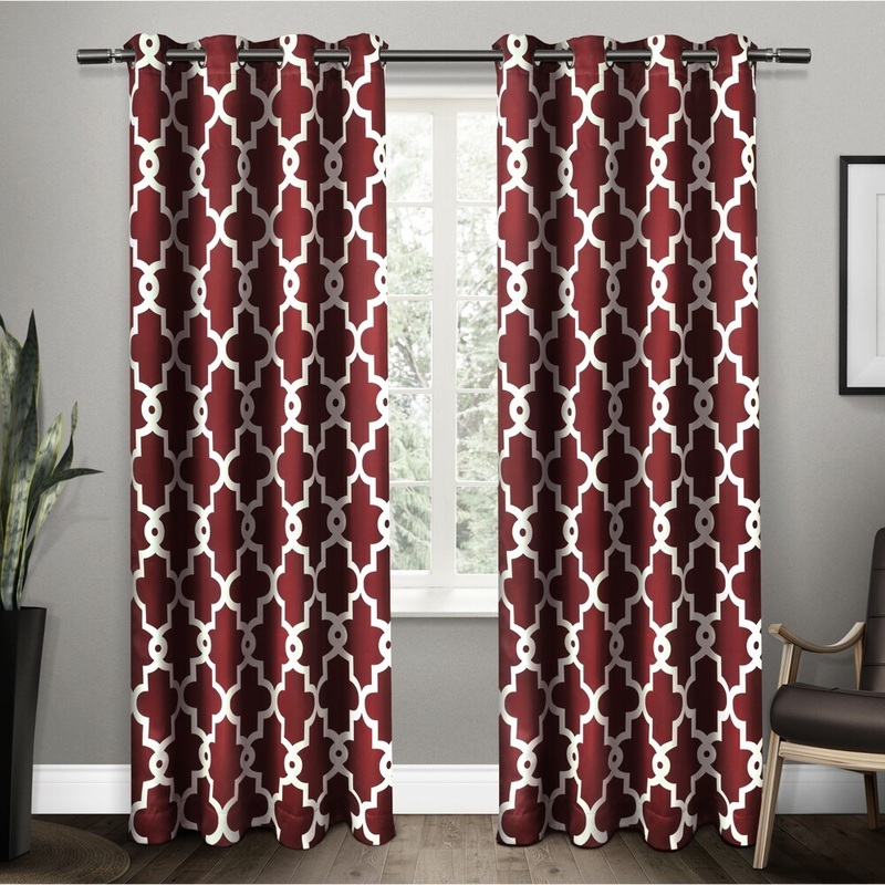 ATI Home Ironwork Sateen Woven Blackout Grommet Top Curtain Panel Pair
