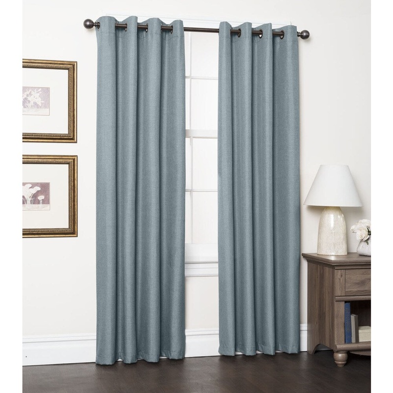Solid Textured Thermal Blackout Grommet Top Curtain Panel Pair