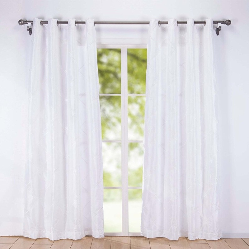 St. James Home Embroidered Rhombic Pattern Curtain Panel Pair