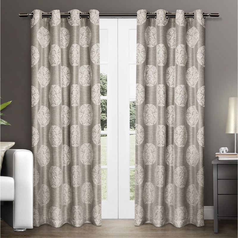ATI Home Akola Cotton Blend Jacquard Grommet Top Curtain Panel Pair