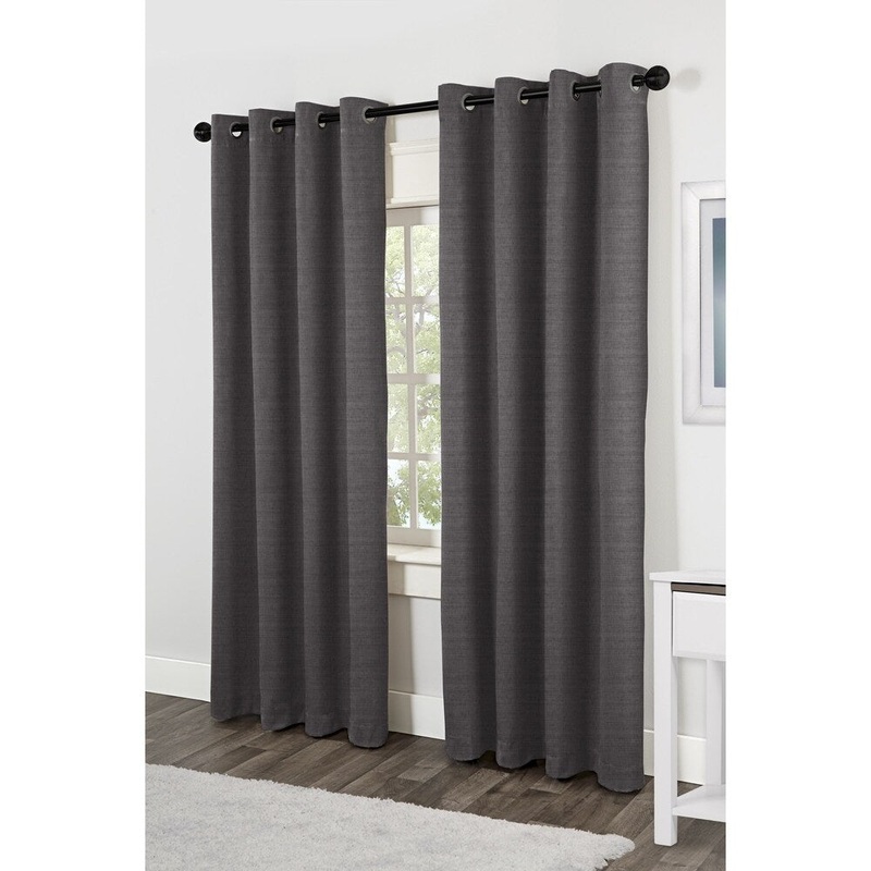 ATI Home Athens Black Pearl Blackout Grommet Top 96-inch Curtain Panel Pair - 96-Inch Length - 96-Inch Length
