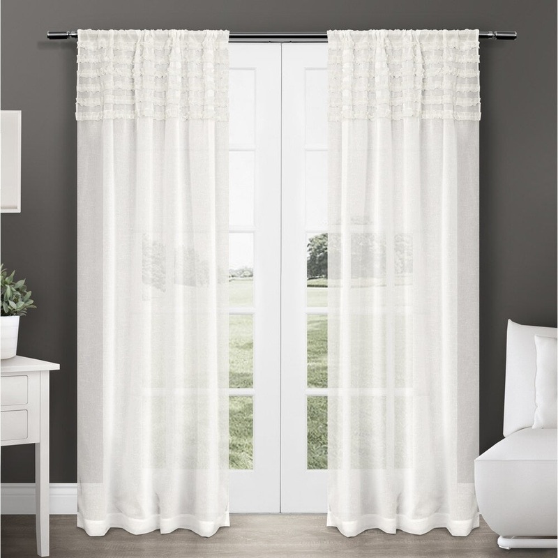 ATI Home Harta Linen Sheer Rod Pocket Top Curtain Panel Pair - 50X84