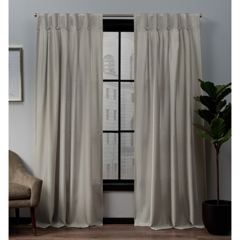 ATI Home Loha Linen Button Top Window Curtain Panel Pair