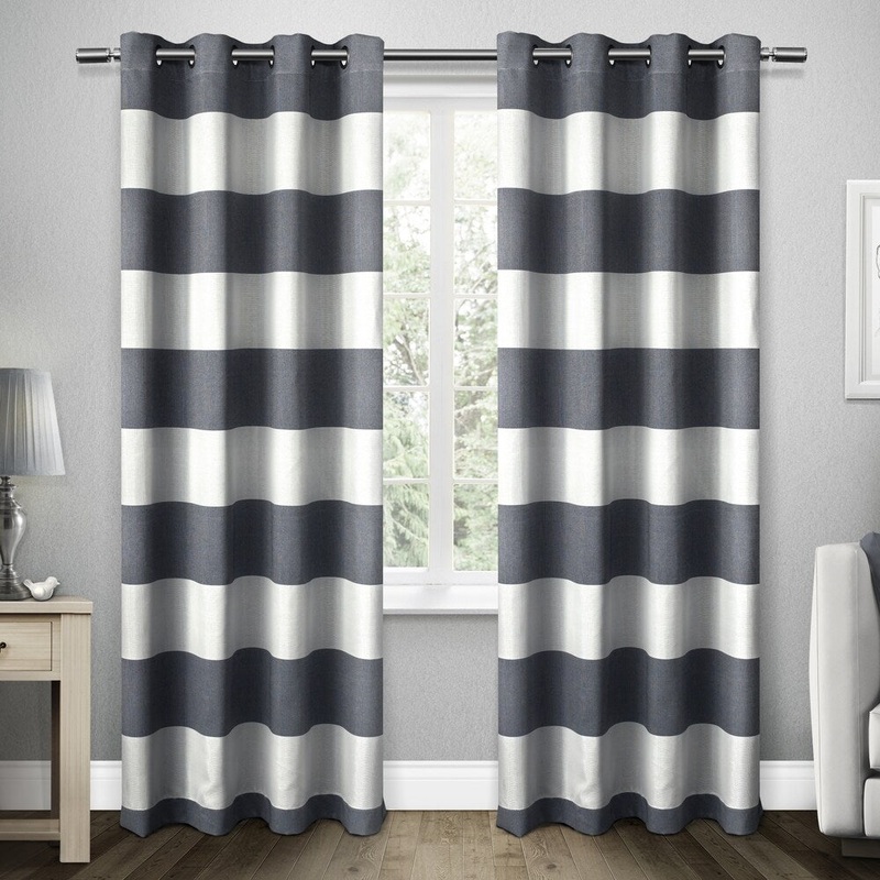 ATI Home Santa Monica Striped Curtain Panel Pair with Grommet Top