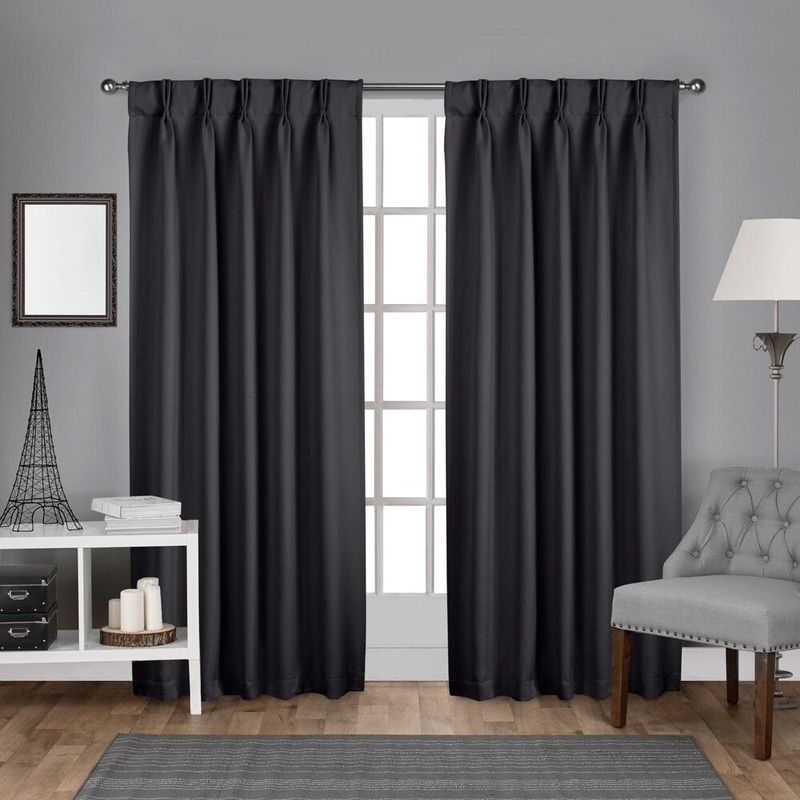 ATI Home Sateen Woven Blackout Curtain Panel Pair with Pinch Pleat Top