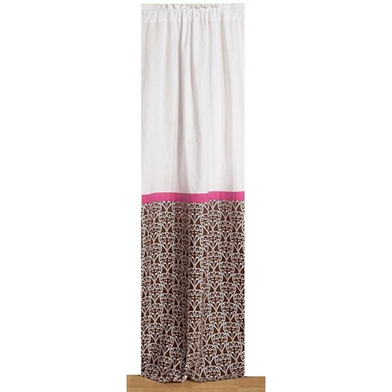 Bacati Pink and Chocolate Damask Curtain Panel (42 in. x 84 in.)