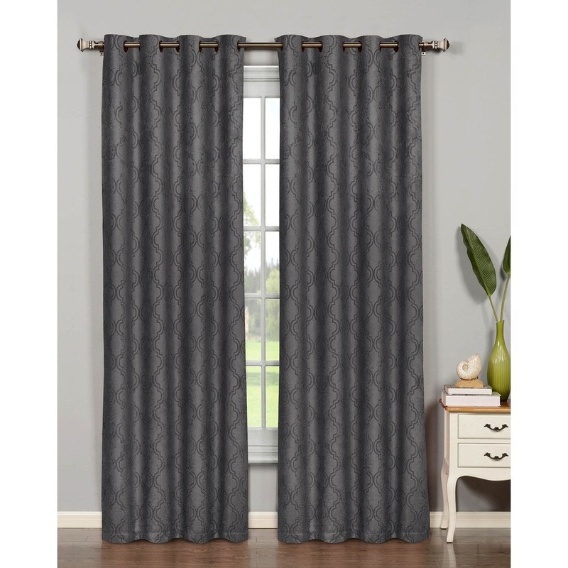 Bella Luna Newbury Lattice Room Darkening 84-inch Grommet Curtain Panel Pair - 76 x 84 - 76 x 84