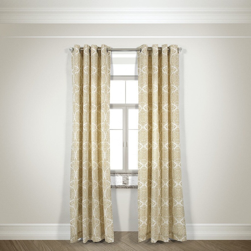 Sevita Harlequin Beige Grommet top 84-inch Curtain Panel Pair - 50 X 84