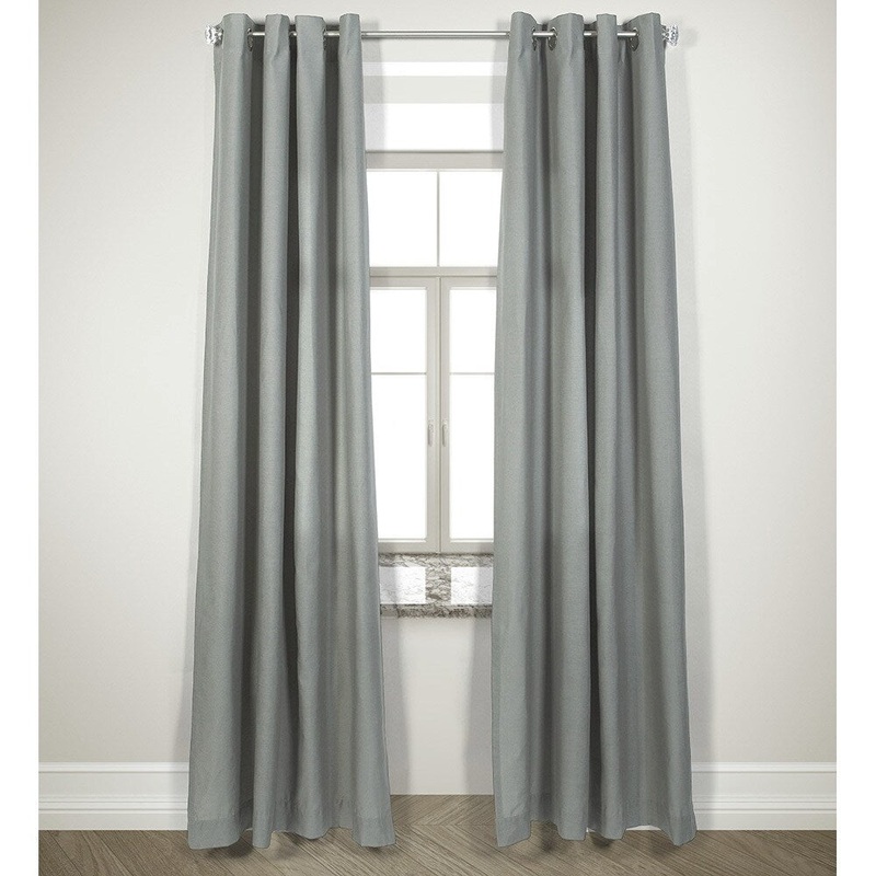 Sevita Solid Gray Curtains with Grommet Top Curtain Pair 95 Inch - 50" x 95"