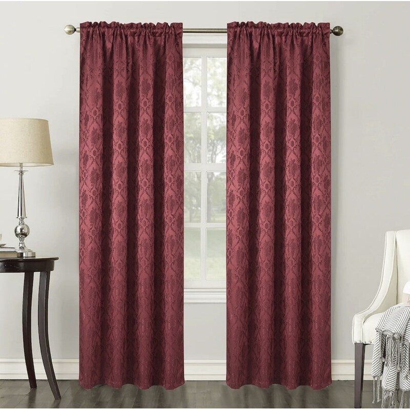 Veneto Damask Jacquard Single Rod Pocket Panel - (1x) 54 x 84 in.