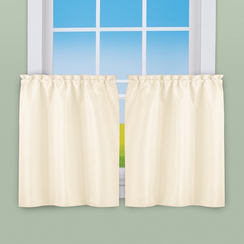 5-Piece Ruffled Trim Tiers & Panels Window Curtain Set