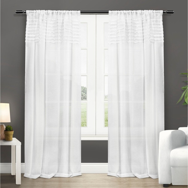 ATI Home Barcelona Sheer Window Curtain Panel Pair with Rod Pocket