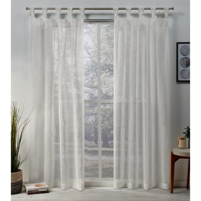 ATI Home Belgian Sheer Braided Tab Top Curtain Panel Pair