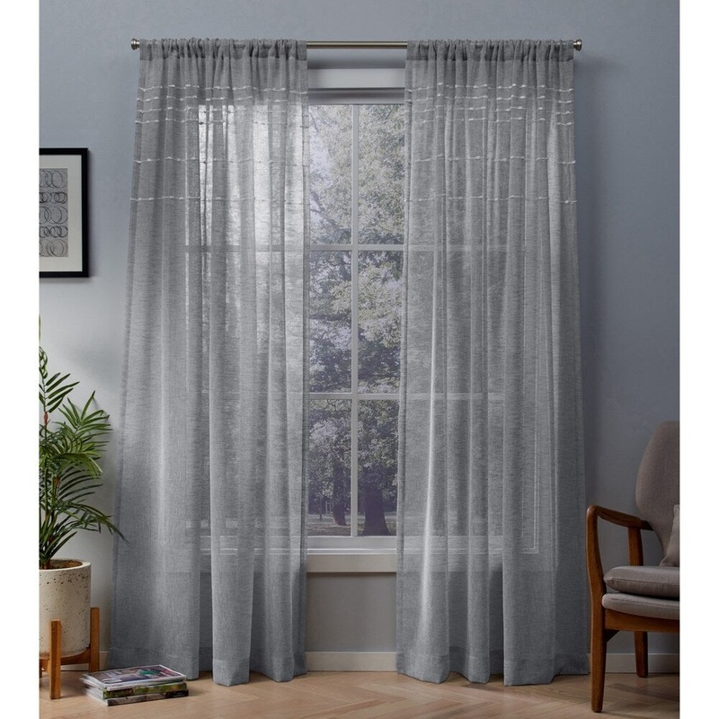 ATI Home Davos Embellished Sheer Rod Pocket Top Curtain Panel Pair