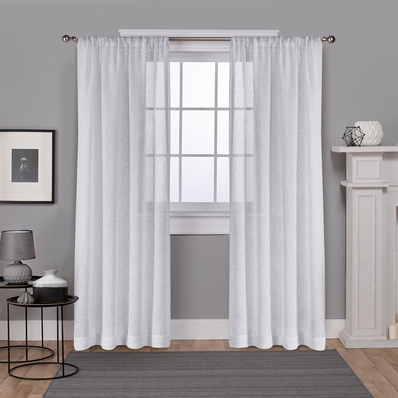 ATI Home Foil Belgian Linen Sheer Rod Pocket Top Curtain Panel Pair