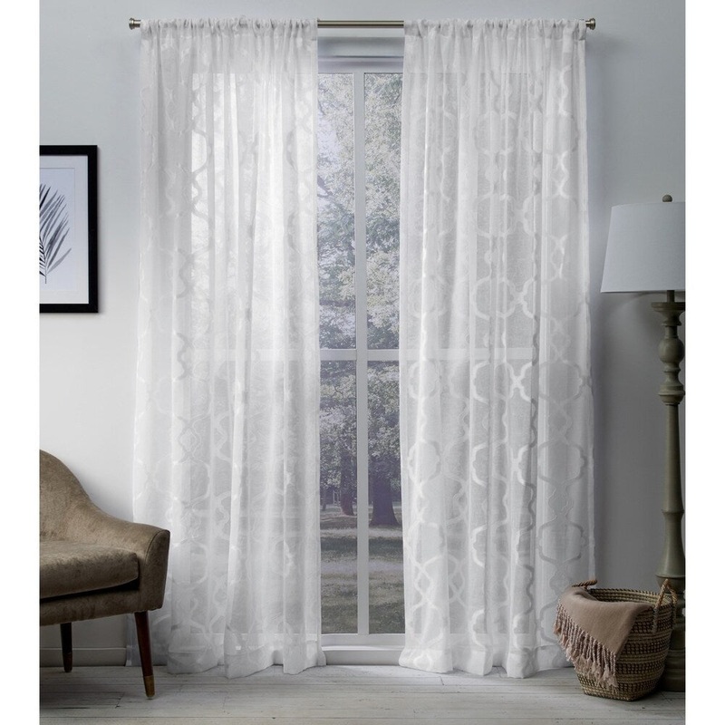 ATI Home Muse Jacquard Sheer Rod Pocket Top Curtain Panel Pair